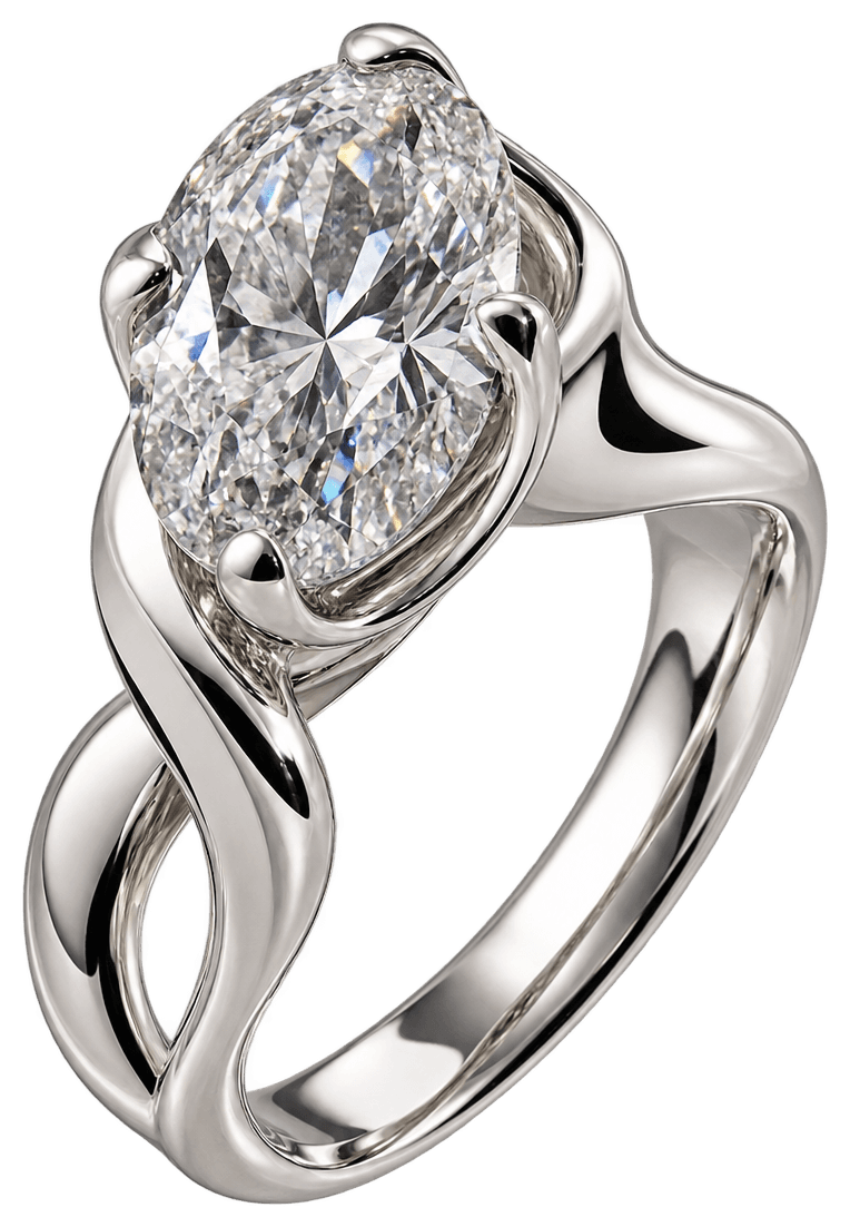 Anel HERTMANN em ouro branco, com diamante central de talhe oval